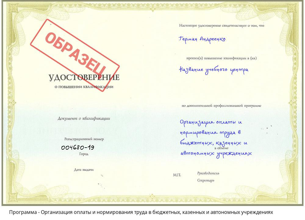 Организация оплаты и нормирования труда в бюджетных, казенных и автономных учреждениях Георгиевск