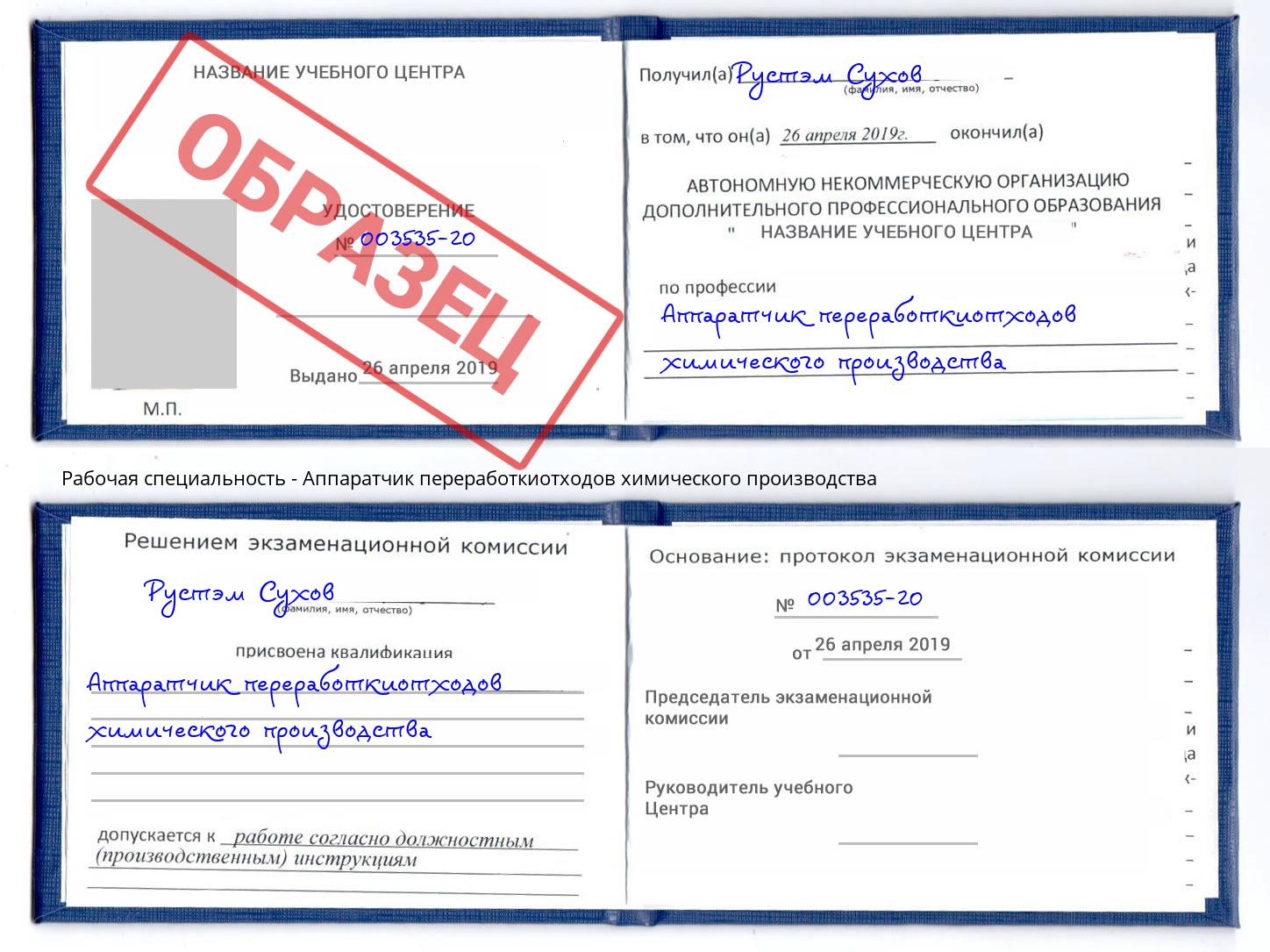 Аппаратчик переработкиотходов химического производства Георгиевск