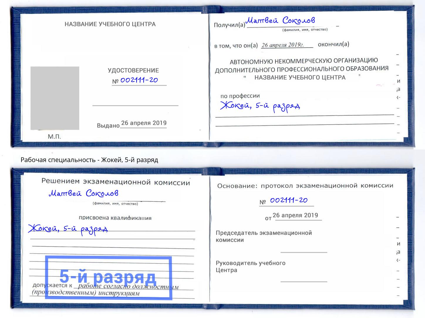 корочка 5-й разряд Жокей Георгиевск